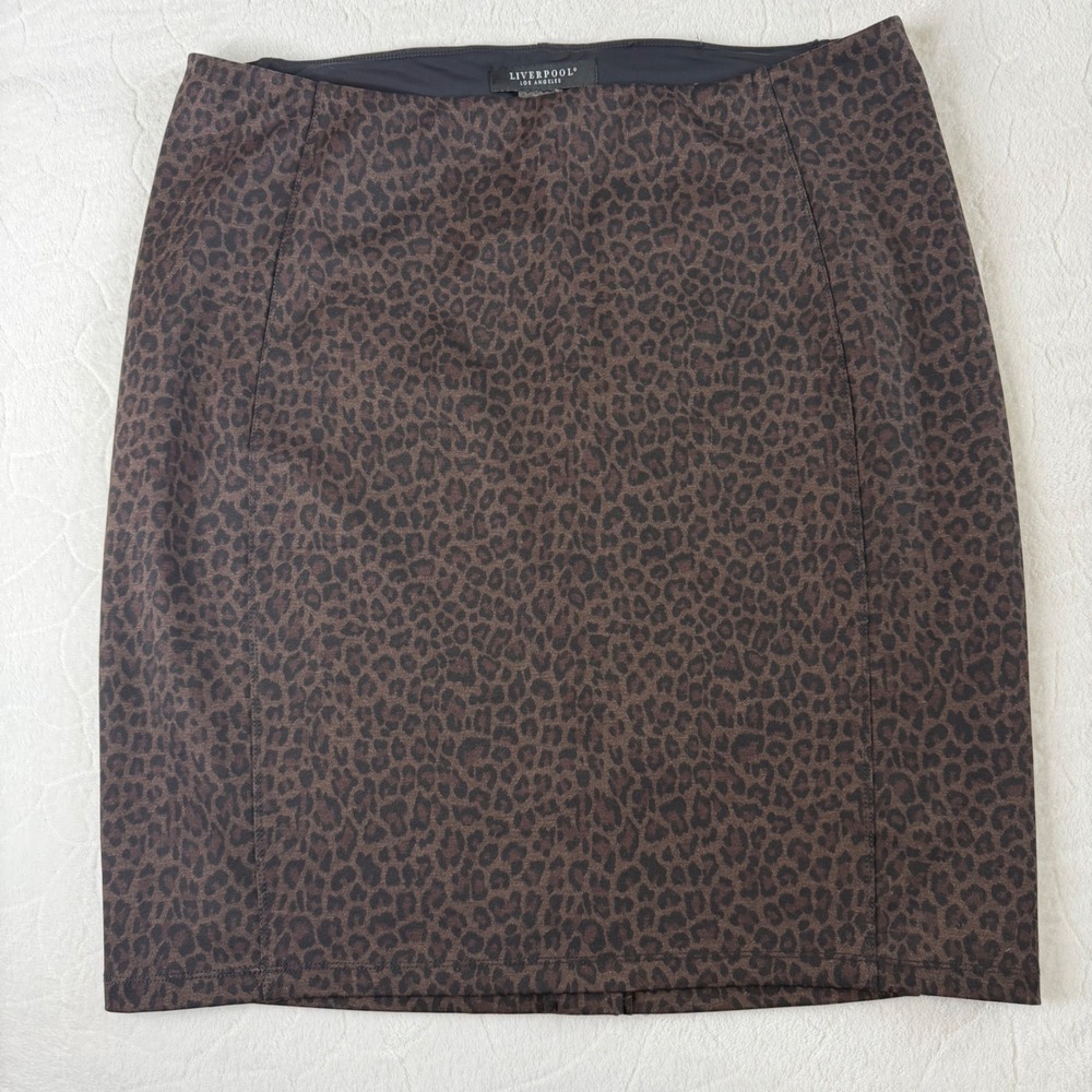 Liverpool Women 20W Cheetah Brown Animal Print Stretch Pencil Skirt LY6023Z17 - Picture 1 of 9